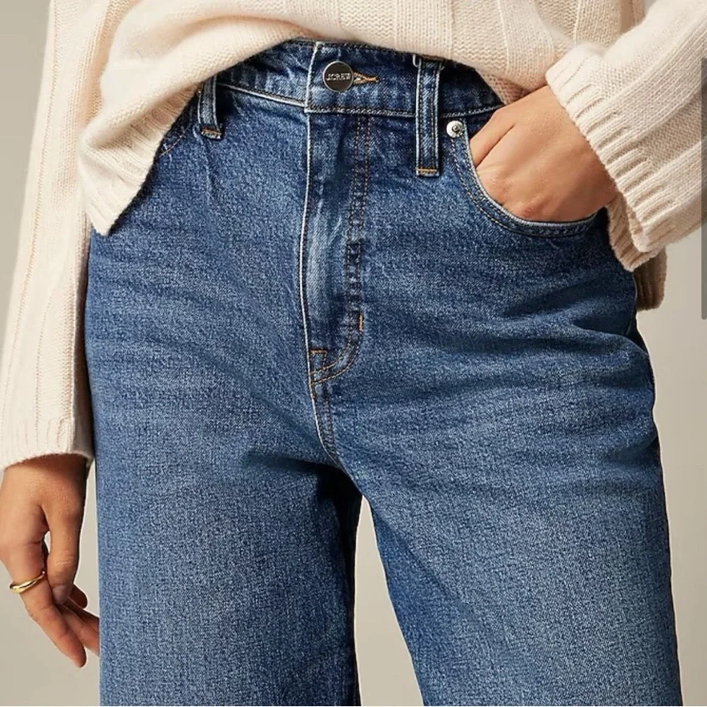 J. Crew High-Rise Straight-Leg Jeans in Medium Blue